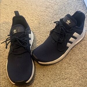 Adidas Men's Dark Blue and White Sneakers
